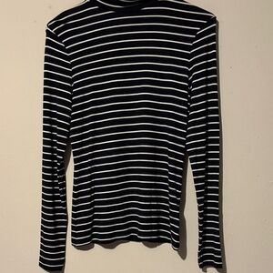 H&M Black and White Striped Long Sleeve Top